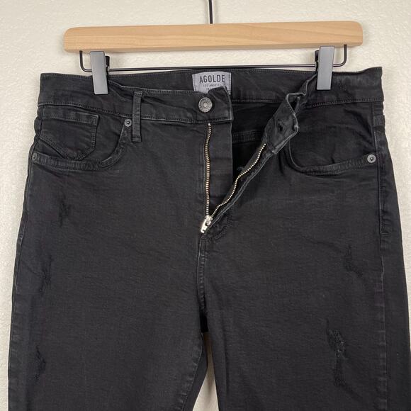 Agolde‎ Sophie High Rise Skinny Crop Jeans Harlow Destructed Size 32 Grunge Emo - Picture 9 of 16